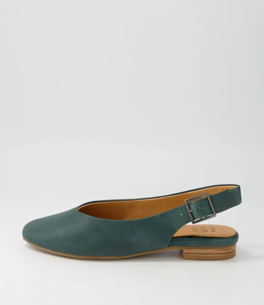 Lisa W Dark Emerald Leather Flat Shoes