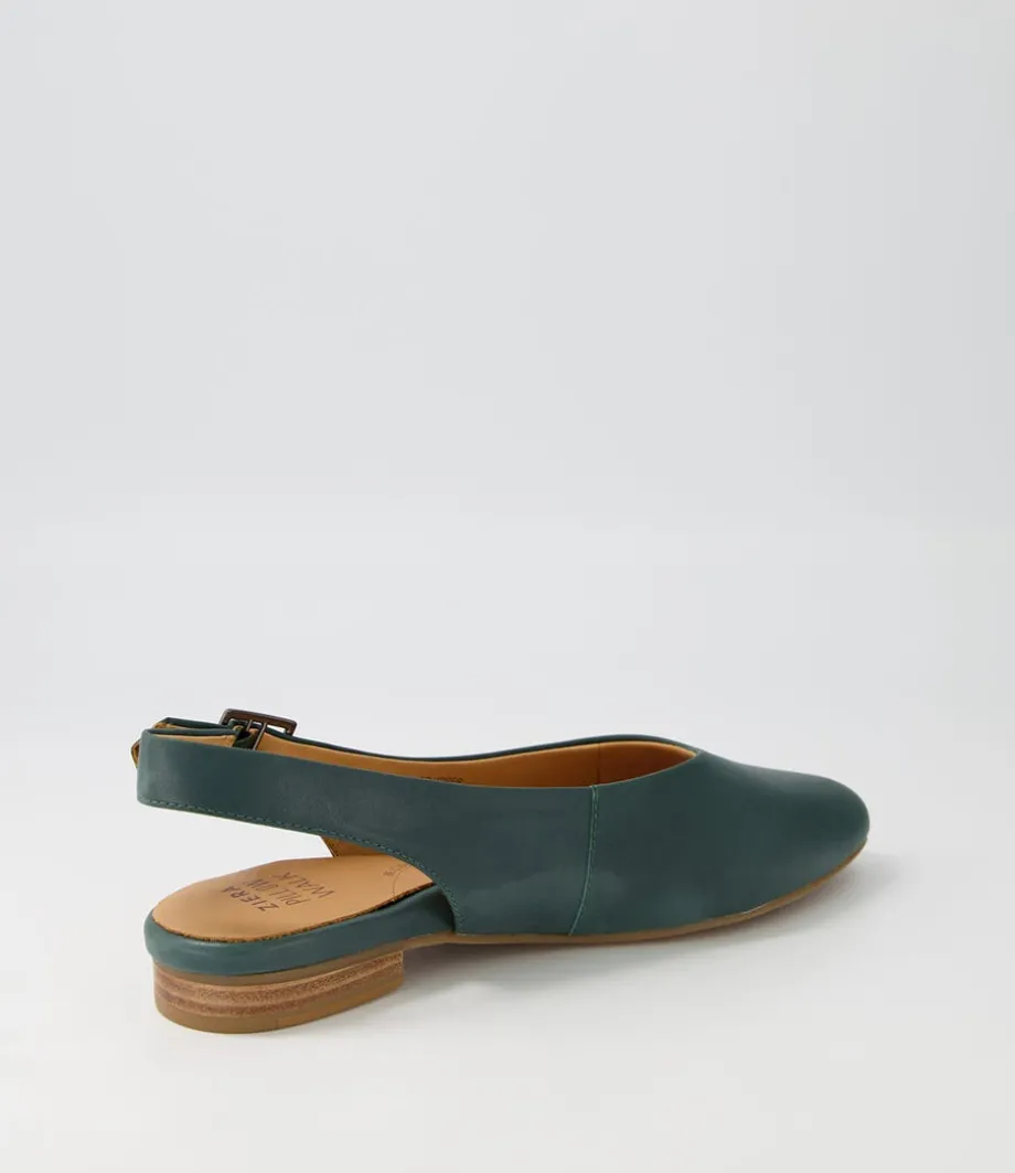 Lisa W Dark Emerald Leather Flat Shoes