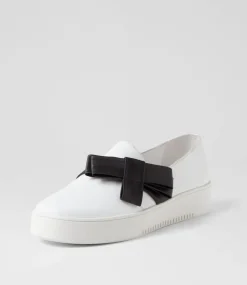 Lokki White Black Satin Leather Sneakers