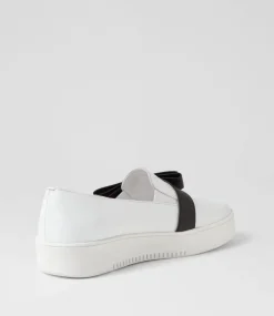Lokki White Black Satin Leather Sneakers
