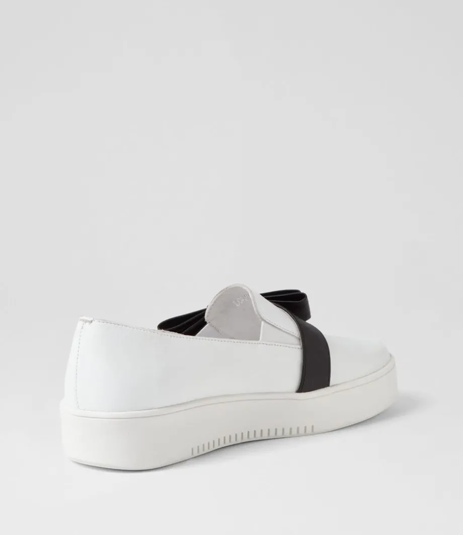 Lokki White Black Satin Leather Sneakers
