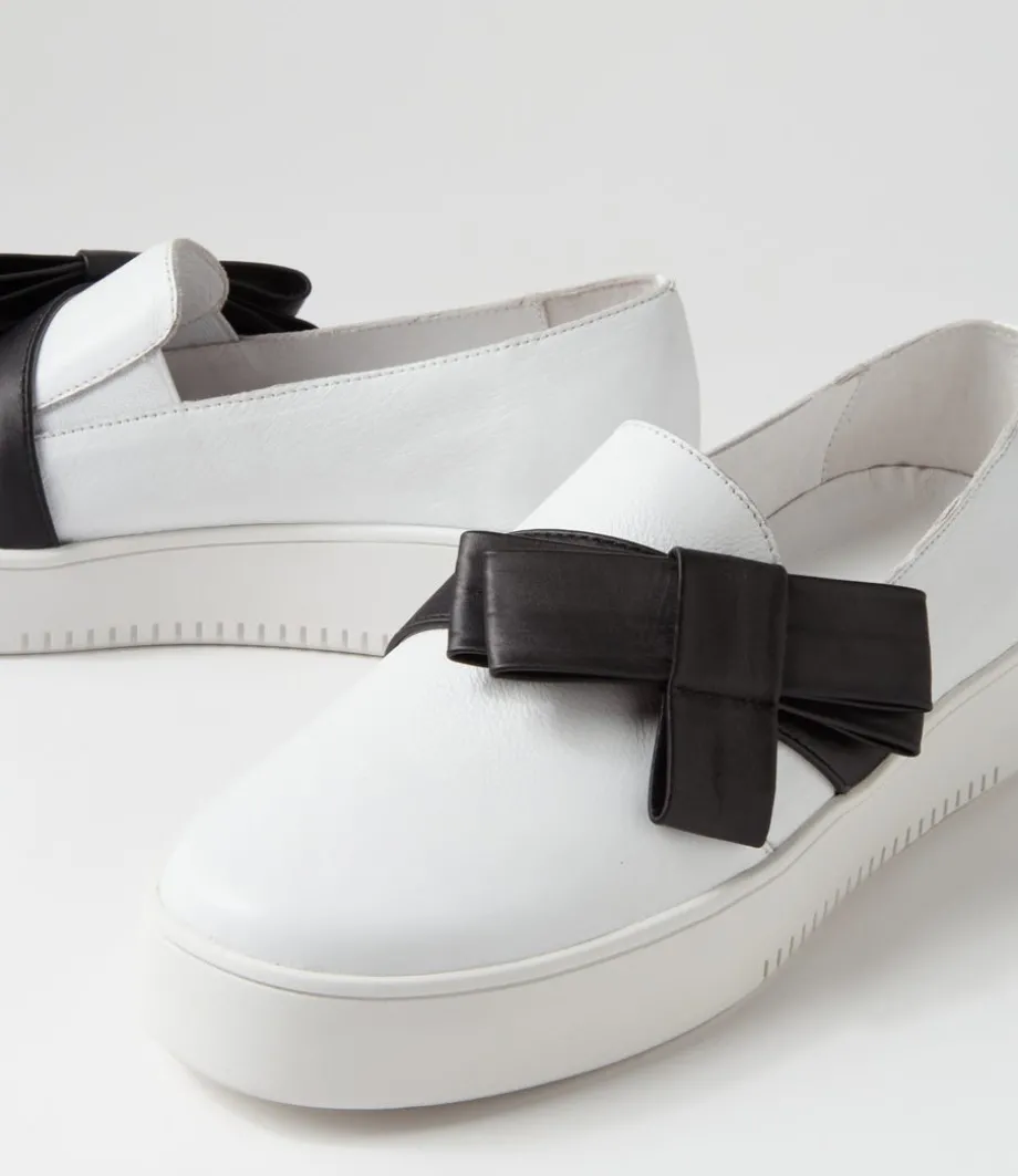 Lokki White Black Satin Leather Sneakers