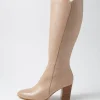 Lonson Cafe Leather Knee High Boots