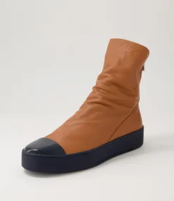 Lonzo Navy Scotch Patent Leather Ankle Boots