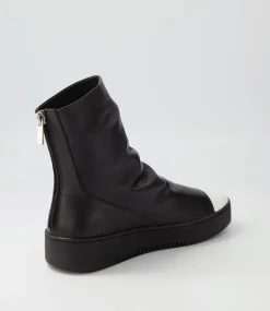 Lonzo White Black Leather Ankle Boots