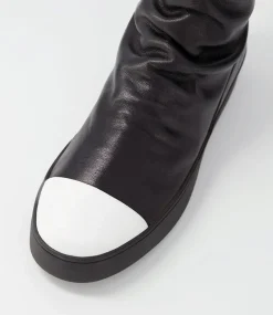 Lonzo White Black Leather Ankle Boots