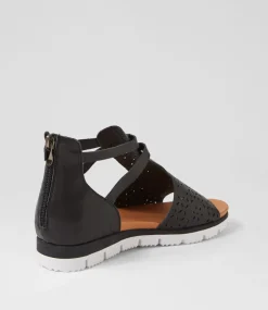 Lopical Black White Leather Sandals