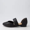 Loraa W Black Buckle Leather Ballet Flats