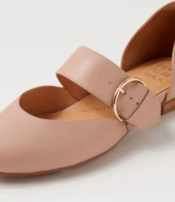 Loraa W Blush Leather Flat Shoes