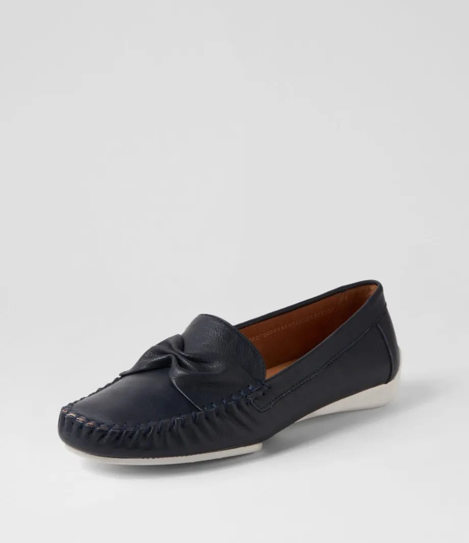 Loukas Navy Leather Loafers
