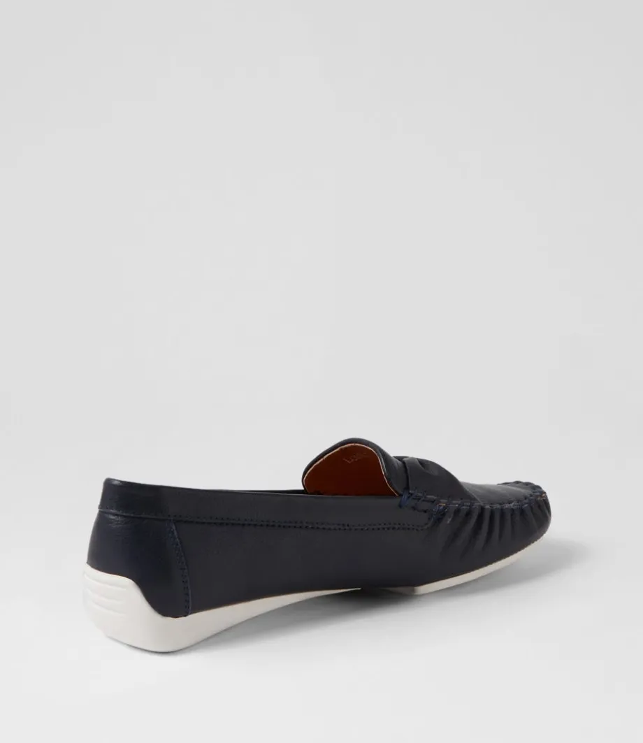 Loukas Navy Leather Loafers