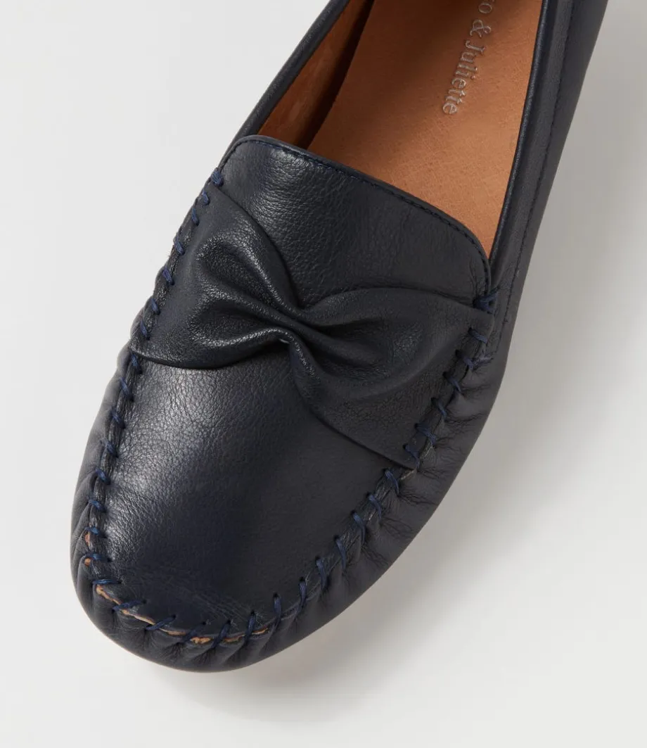 Loukas Navy Leather Loafers