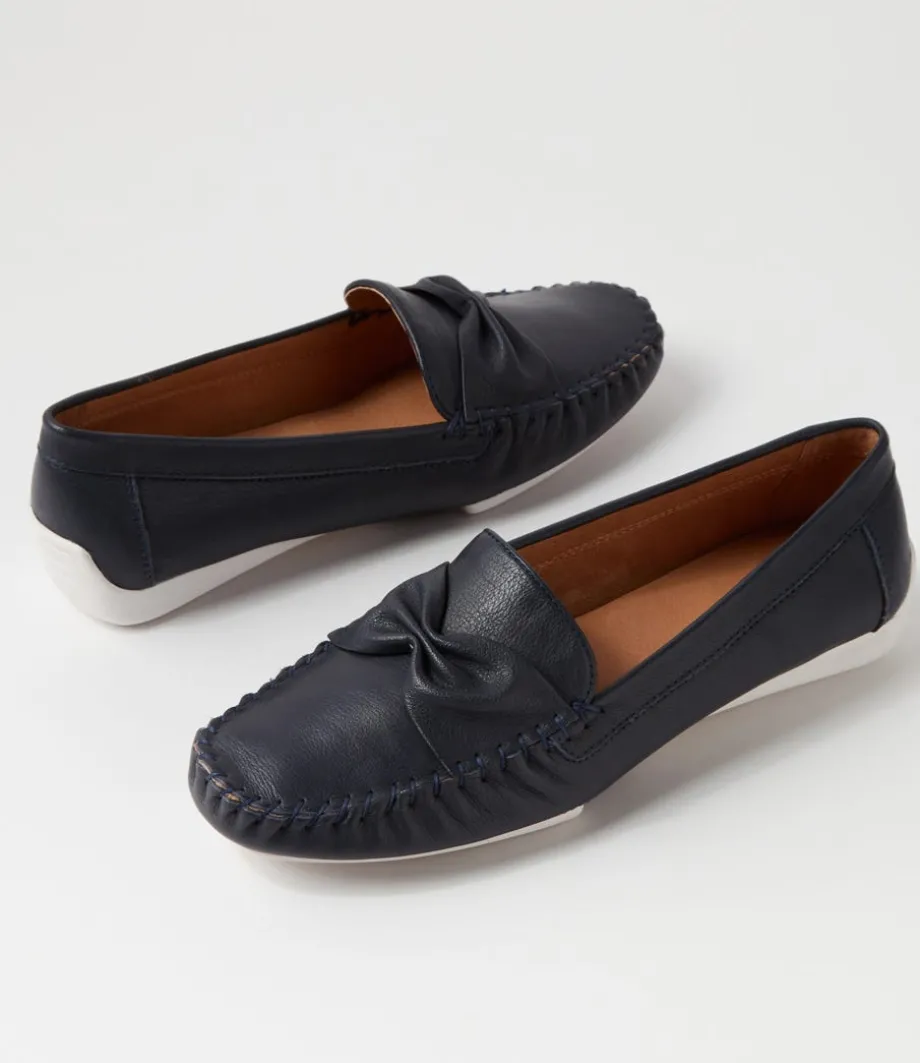 Loukas Navy Leather Loafers