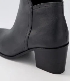 Luben W Black Leather Ankle Boots