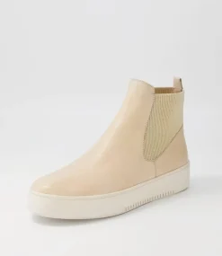 Luddey Camel Leather Elastic Ankle Boots