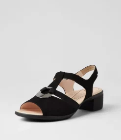 Lugano 30 Schwarz Suede Sandals