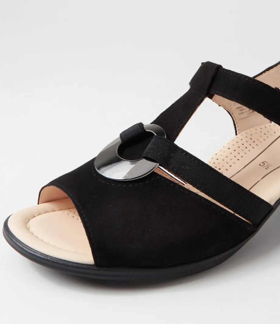 Lugano 30 Schwarz Suede Sandals
