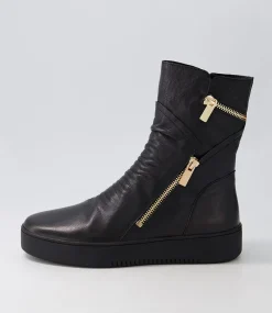 Lumbo Black Leather Ankle Boots