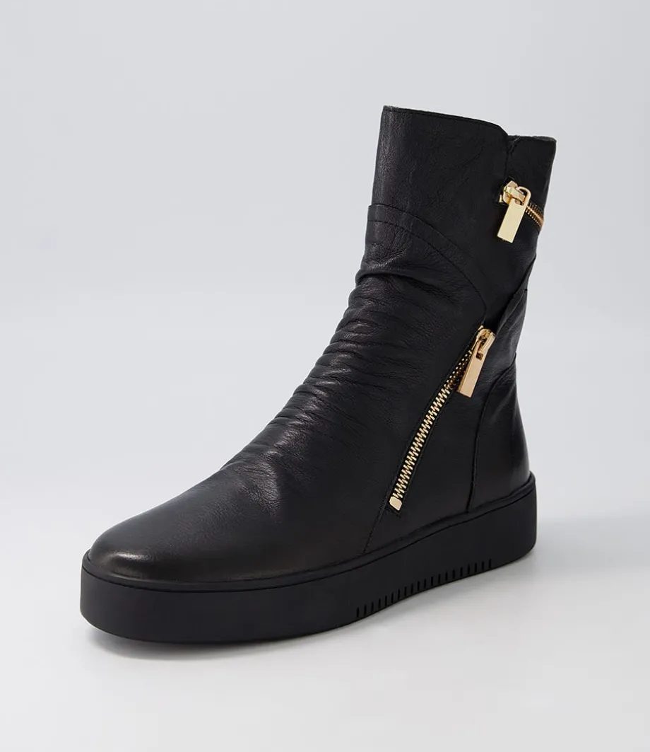 Lumbo Black Leather Ankle Boots