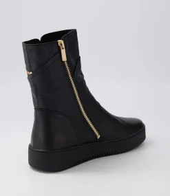 Lumbo Black Leather Ankle Boots