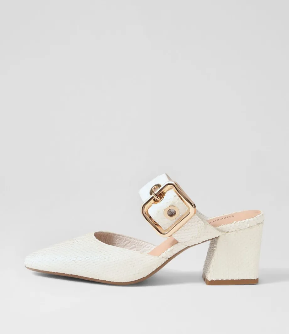 Maerys White Small Cut Leather Mules