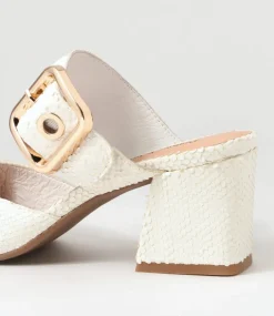 Maerys White Small Cut Leather Mules