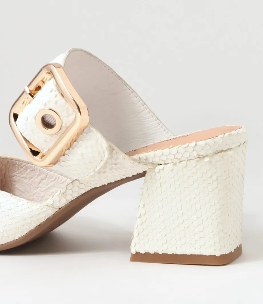 Maerys White Small Cut Leather Mules