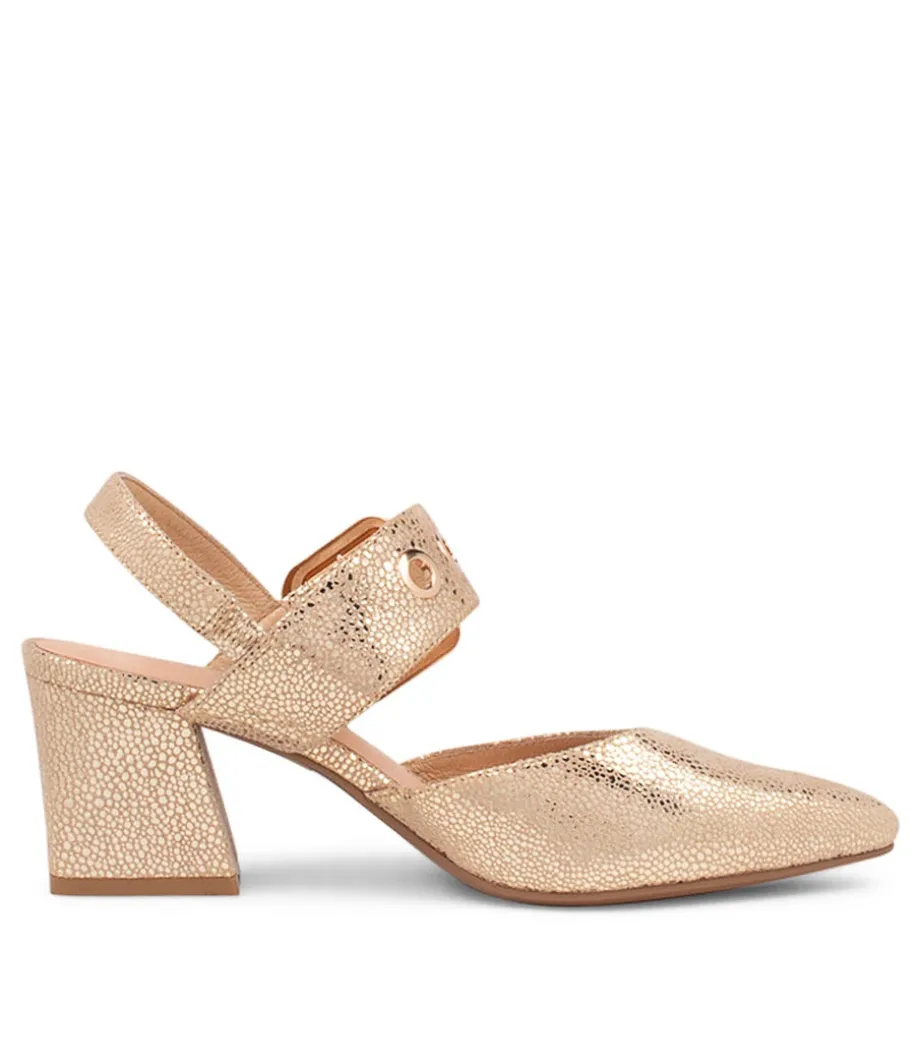 Magaly Champagne Speckle Leather Heels