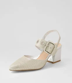 Magaly Silver Cut Leather Heels