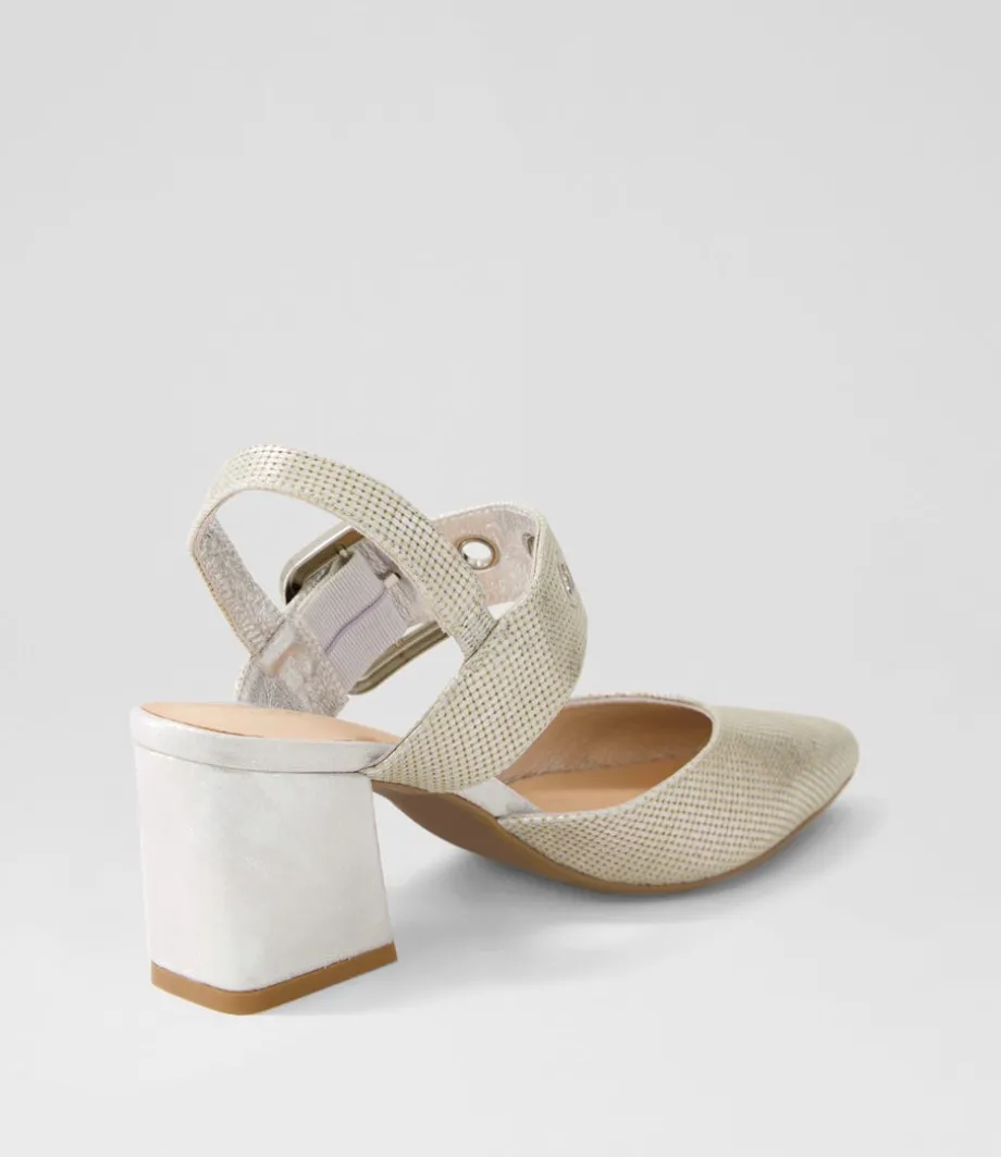 Magaly Silver Cut Leather Heels