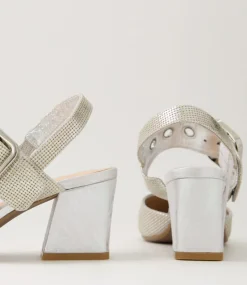 Magaly Silver Cut Leather Heels