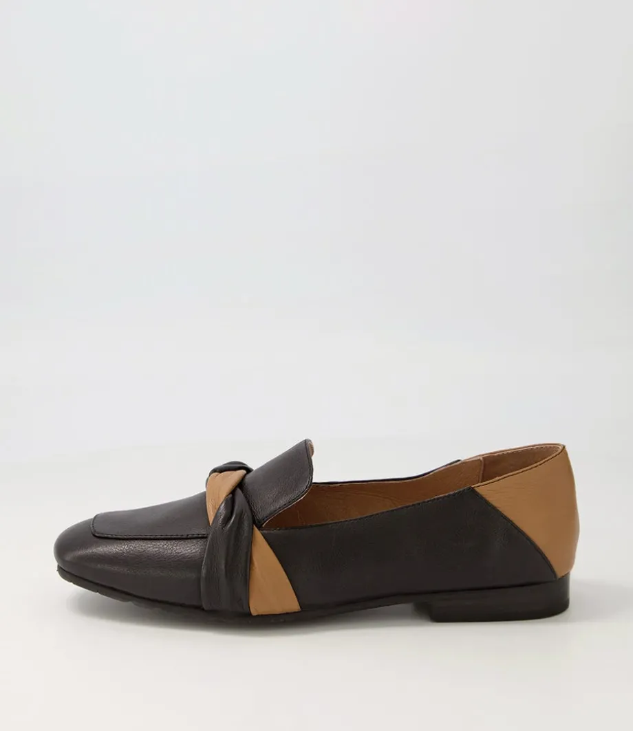 Majorca Black Dark Tan Leather Loafers