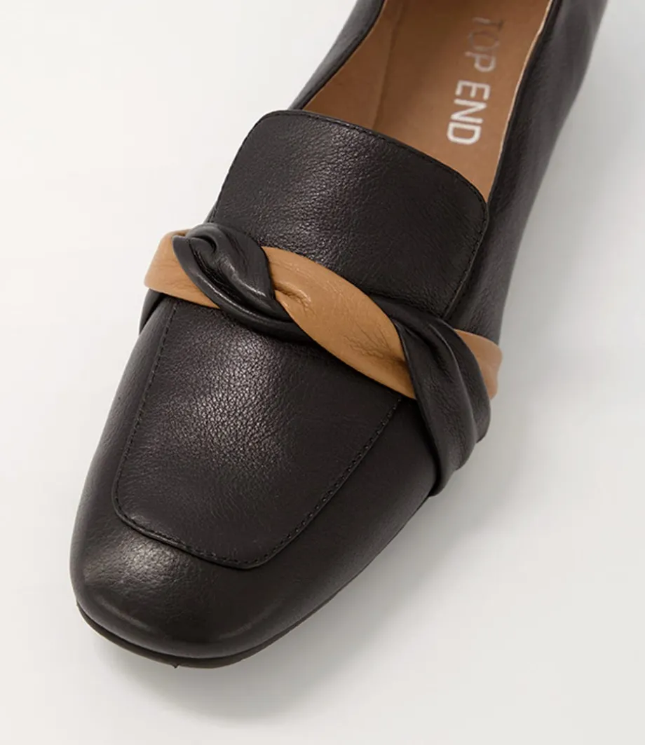 Majorca Black Dark Tan Leather Loafers