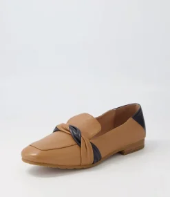 Majorca Dark Tan Navy Leather Loafers