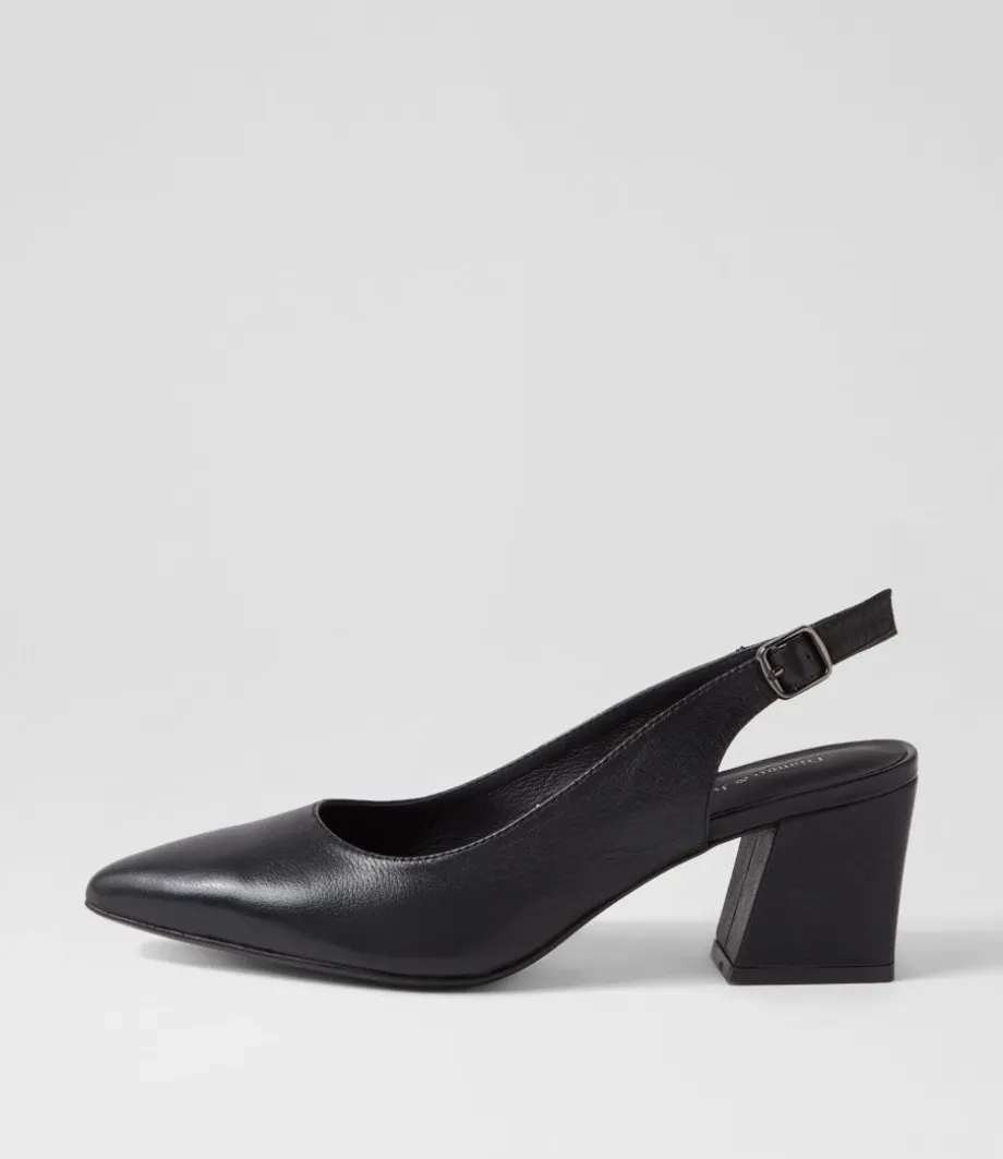 Malia Black Leather Heels