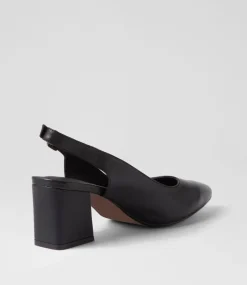 Malia Black Leather Heels