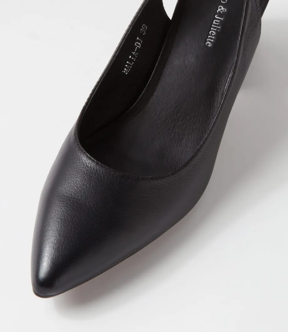 Malia Black Leather Heels