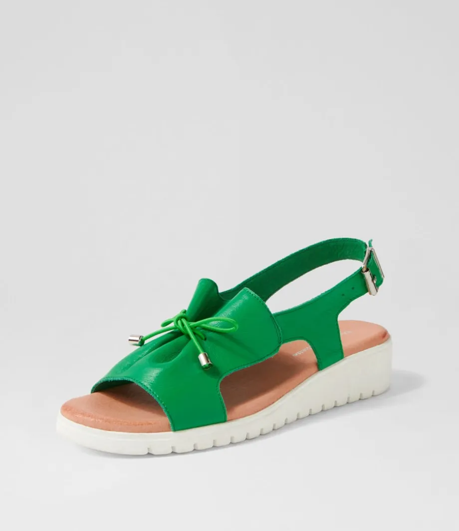 Malika Bright Emerald White Leather Sandals