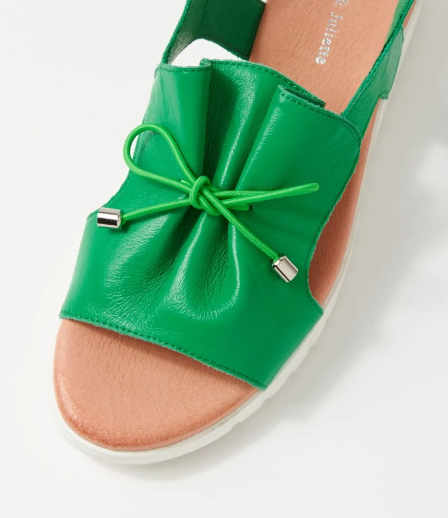 Malika Bright Emerald White Leather Sandals