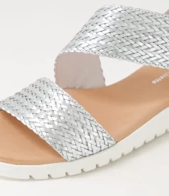 Malkie Silver Weave Leather Sandals
