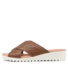 Manal Dark Tan Weave Slides