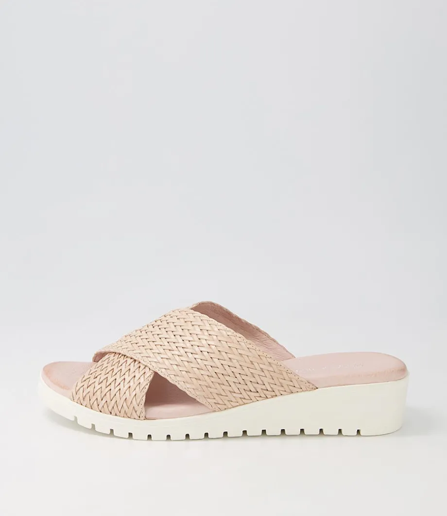 Manal Nude Weave Slides