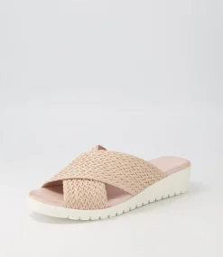 Manal Nude Weave Slides