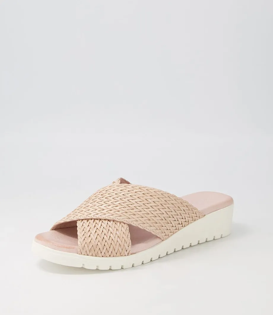 Manal Nude Weave Slides