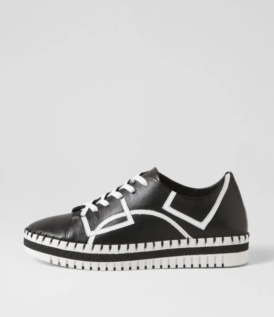 Mando Black White Leather Sneakers