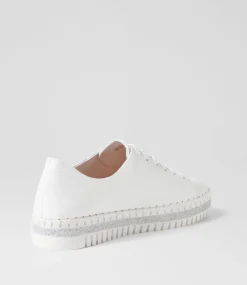 Mando White Silver Crush Leather Sneakers