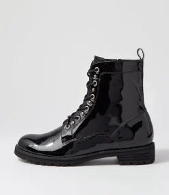 Mangoes W Black Patent Leather Ankle Boots