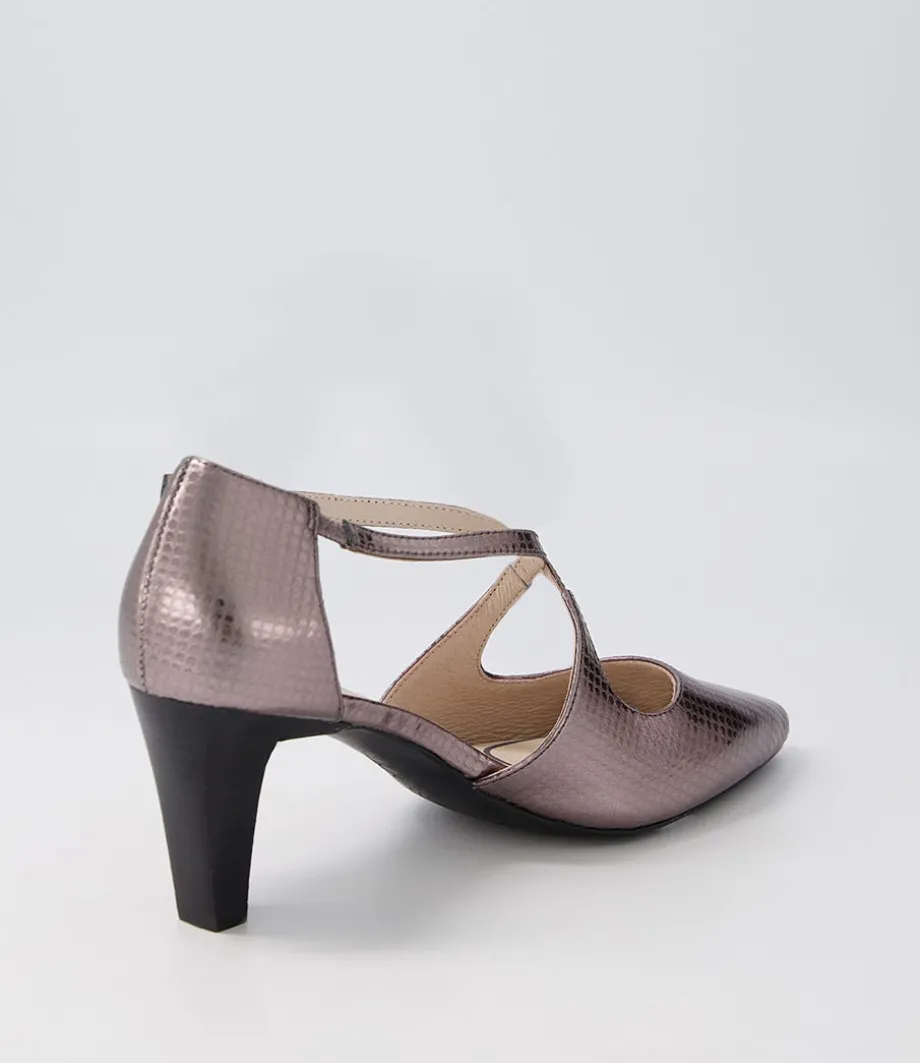Marnee2 Gunmetal Snake Leather Heels