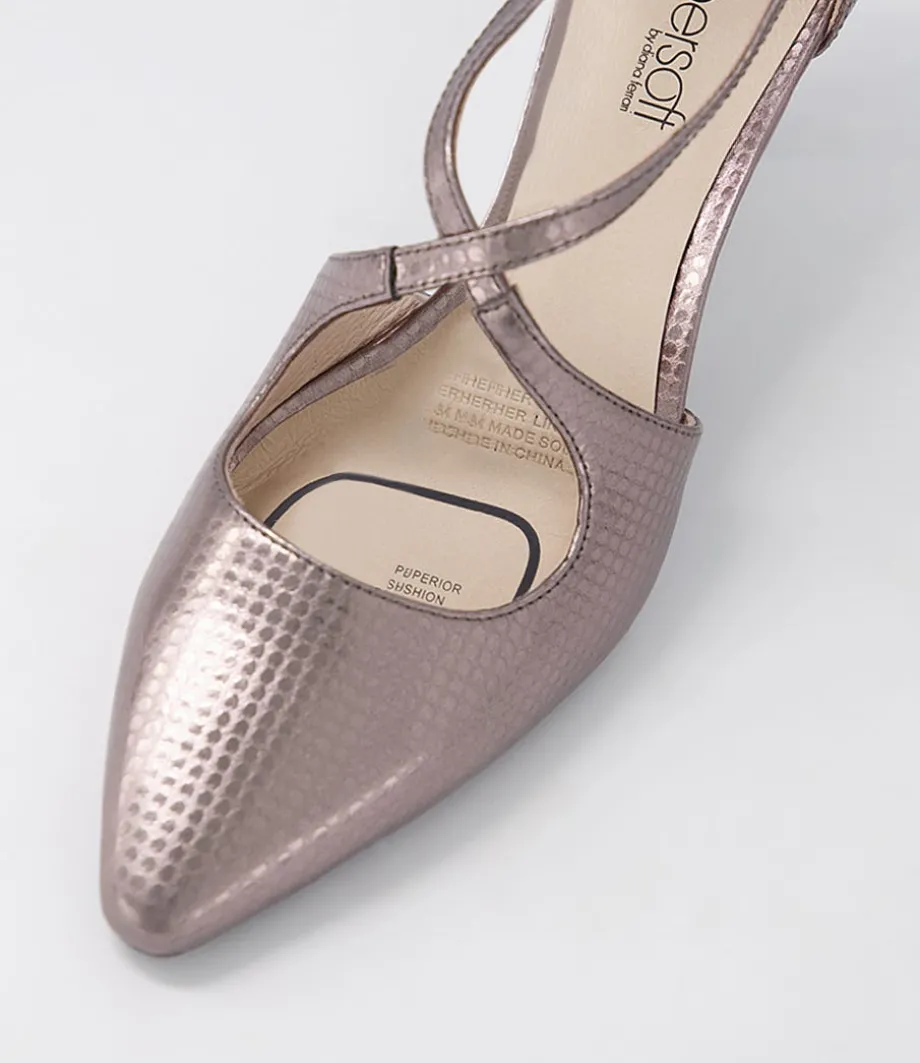 Marnee2 Gunmetal Snake Leather Heels
