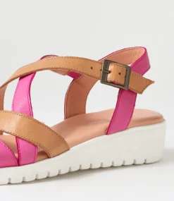 Matedy Fuchsia Dark Tan Multi Sandals